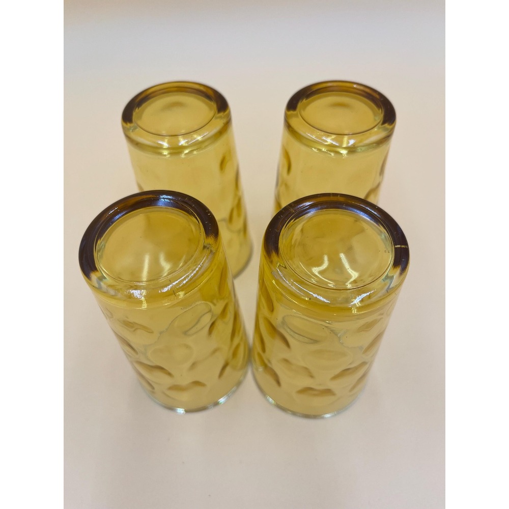 Vintage Hazel Atlas Eldorado Juice Glass Set: Amber Gold Coin Dot - Picture 9 of 10